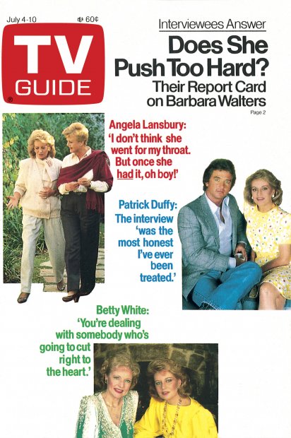 TV Guide cover - Patrick Duffy, Angela Lansbury, Barbara Walters, Betty White - July 4, 1987