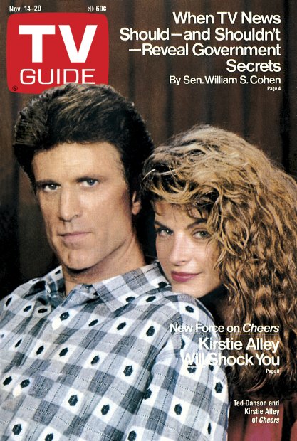 TV Guide cover - Kirstie Alley, Ted Danson - November 14, 1987