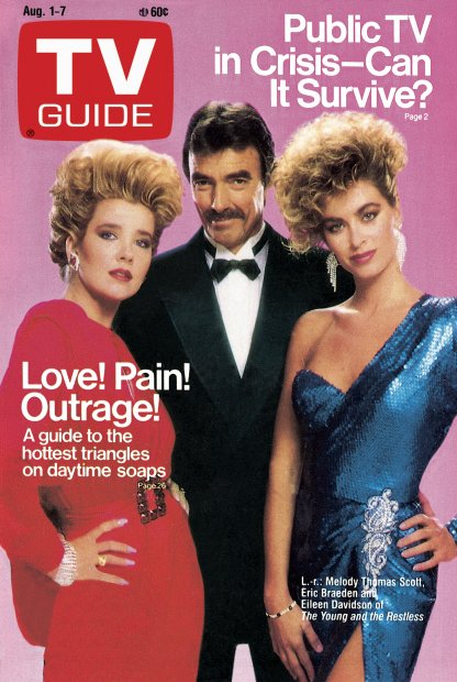 TV Guide cover - Eric Braeden, Eileen Davidson, Melody Scott Thomas - August 1, 1987