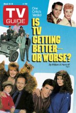 TV Guide cover - Alan Alda, ALF, Kirstie Alley, Desi Arnaz, Lucille Ball, William Christopher, Ted Danson, Jamie Farr, Mike Farrell, Benji Gregory, Harry Morgan, Anne Schedeen, David Ogden Stiers, Loretta Swit, Max Wright - March 12, 1988