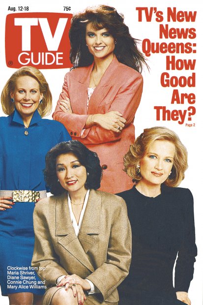 TV Guide cover - Connie Chung, Diane Sawyer, Maria Shriver, Mary Alice Williams - August 12, 1989
