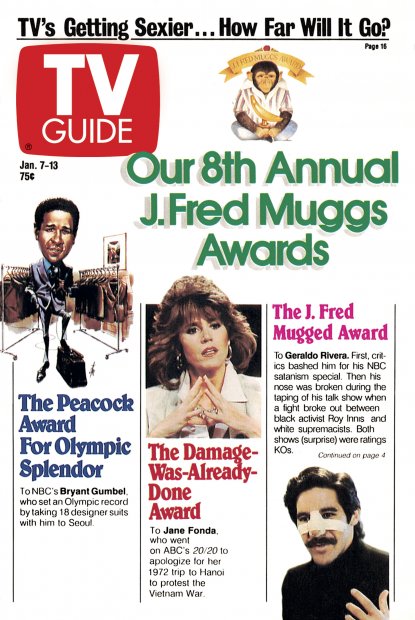 TV Guide cover - Jane Fonda, Bryant Gumbel, Geraldo Rivera - January 7, 1989