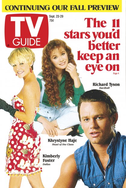 TV Guide cover - Kimberly Foster, Khrystyne Haje, Richard Tyson - September 23, 1989