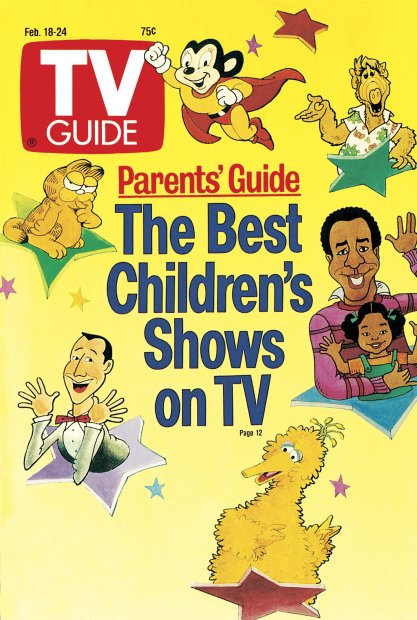 TV Guide cover - ALF, Bill Cosby, Garfield, Pee Wee Herman, Mighty Mouse, Keshia Knight Pulliam, Big Bird - February 18, 1989