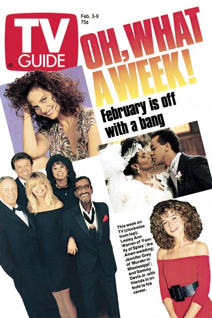 TV Guide cover - Clifton Davis, Sammy Davis Jr., Eydie Gorme, Jennifer Grey, Goldie Hawn, Anna Maria Horsford, Steve Lawrence, Frank Sinatra, Lesley Ann Warren - February 3, 1990