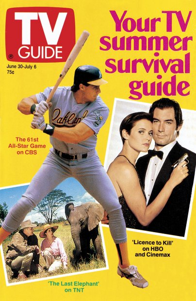 TV Guide cover - Jose Canseco, Timothy Dalton, John Lithgow, Carey Lowell, Isabella Rossellini - June 30, 1990