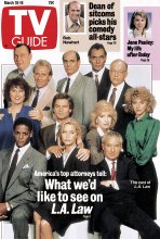 TV Guide cover - Corbin Bernsen, Susan Dey, Larry Drake, Richard Dysart, Jill Eikenberry, Michele Greene, Harry Hamlin, Bob Newhart, Jane Pauley, Alan Rachins, Susan Ruttan, Jimmy Smits, Michael Tucker, Blair Underwood - March 10, 1990