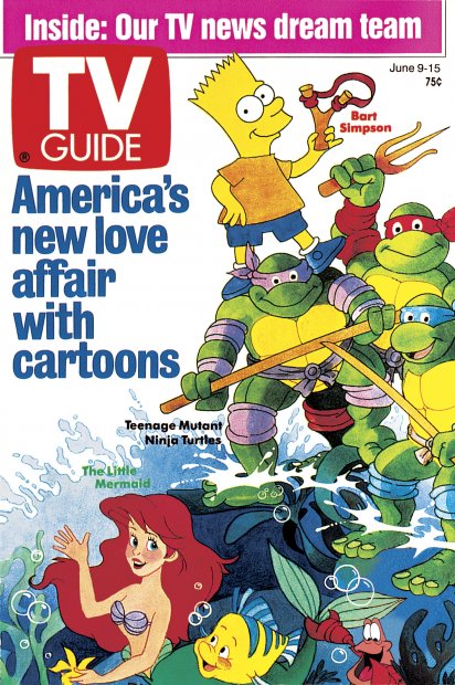 TV Guide cover - Bart Simpson, Teenage Mutant Ninja Turtles, The Little Mermaid - June 9, 1990