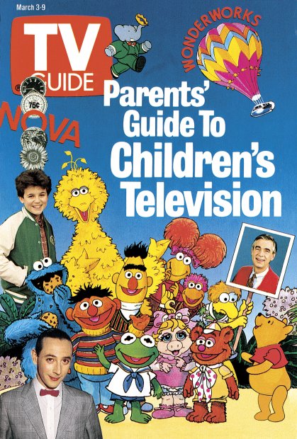 TV Guide cover - Babar, Pee Wee Herman, Muppets, Fred Rogers, Fred Savage - March 3, 1990