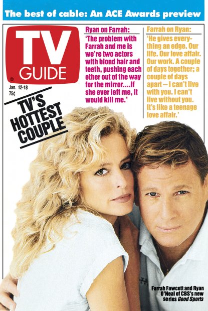 TV Guide cover - Farrah Fawcett, Ryan O'Neal - January 12, 1991