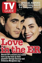 TV Guide cover - George Clooney, Julianna Margulies - October 14, 1995
