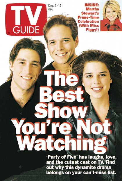 TV Guide cover - Neve Campbell, Matthew Fox, Martha Stewart, Scott Wolf - December 9, 1995