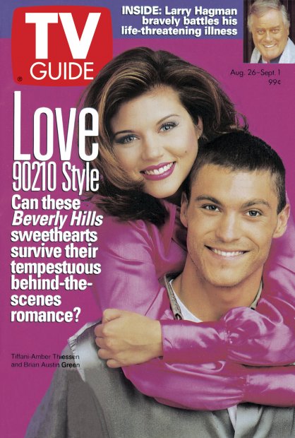 TV Guide cover - Brian Austin Green, Larry Hagman, Tiffani-Amber Thiessen - August 26, 1995