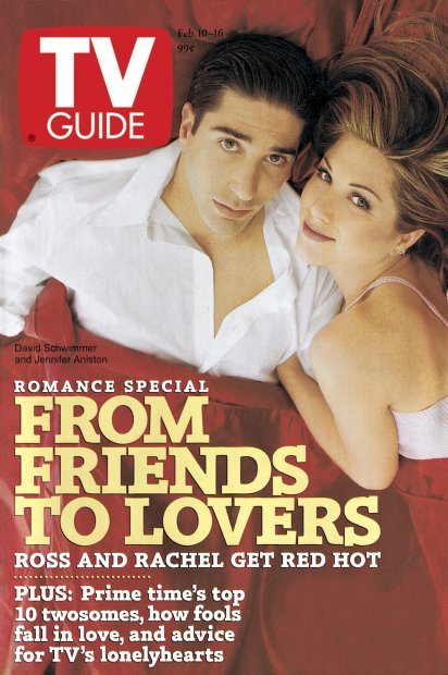 TV Guide cover - Jennifer Aniston, David Schwimmer - February 10, 1996