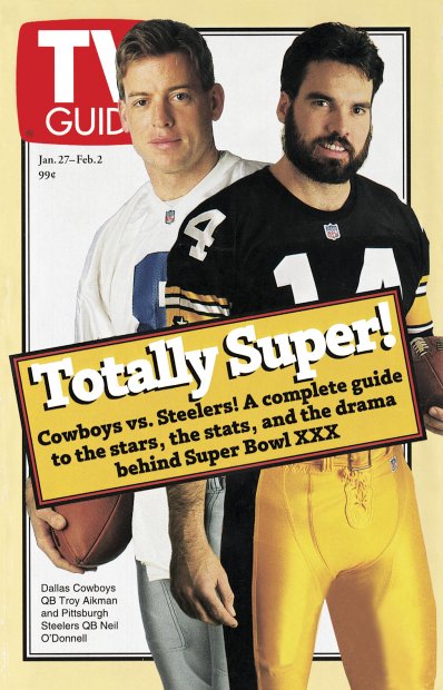 TV Guide cover - Troy Aikman, Neil O'Donnell - January 27, 1996