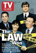 TV Guide cover - Benjamin Bratt, Carey Lowell, Jerry Orbach, Sam Waterston - March 28, 1998