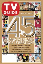 TV Guide cover - Desi Arnaz Jr., John Astin, Lucille Ball, Johnny Carson, Hugh Downs, Jimmy Durante, Farrah Fawcett, Barbara Feldon, Fred Flintstone, Andy Griffith, Alfred Hitchcock, Ron Howard, Kate Jackson, Carolyn Jones, Jacqueline Kennedy, Bruce Lee, Dean Martin, Steve McQueen, Mary Tyler Moore, Dick Van Dyke, Adam West, Van Williams, Loretta Young - April 4, 1998