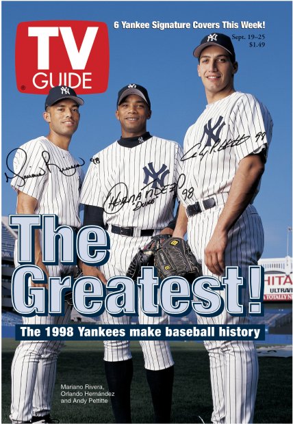 TV Guide cover - Orlando Hernandez, Andy Pettitte, Mariano Rivera - September 19, 1998