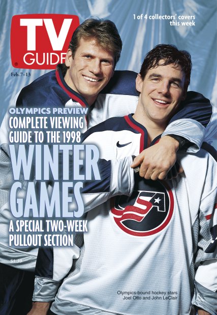 TV Guide cover - John LeClair, Joel Otto - February 7, 1998