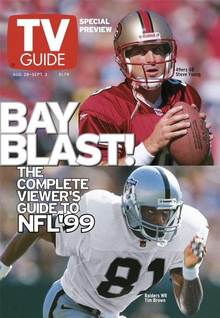 TV Guide cover - Tim Brown, Steve Young - August 28, 1999
