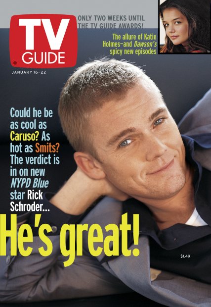 TV Guide cover - Katie Holmes, Rick Schroder - January 16, 1999