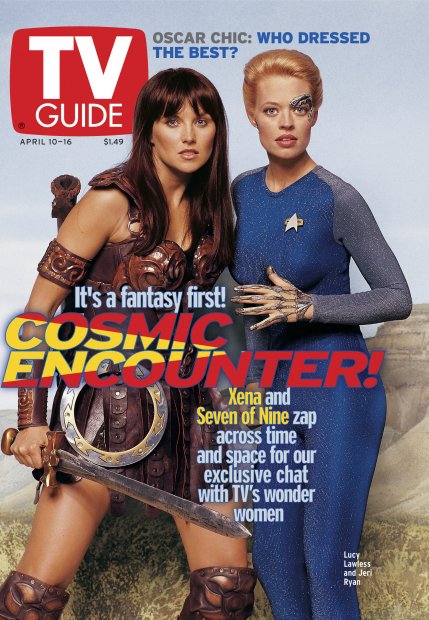 TV Guide cover - Lucy Lawless, Jeri Ryan - April 10, 1999