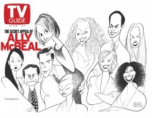 TV Guide cover - Gil Bellows, Lisa Nicole Carson, Portia de Rossi, Calista Flockhart, Greg Germann, Jane Krakowski, Lucy Liu, Peter MacNicol, Vonda Shepard, Courtney Thorne-Smith - December 18, 1999