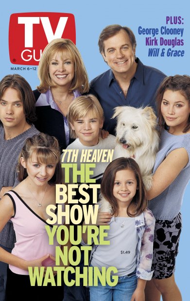TV Guide cover - Jessica Biel, Stephen Collins, David Gallagher, Happy, Catherine Hicks, Beverley Mitchell, Mackenzie Rosman, Barry Watson - March 6, 1999