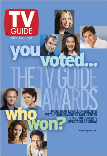 TV Guide cover - Amy Brenneman, David Duchovny, Lisa Kudrow, David Hyde Pierce, Phylicia Rashad, Ray Romano, Sela Ward, Sam Waterston - March 4, 2000
