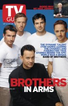 TV Guide cover - Johnny Carson, Scott Grimes, Tom Hanks, Frank John Hughes, Damian Lewis, Ron Livingston - September 22, 2001