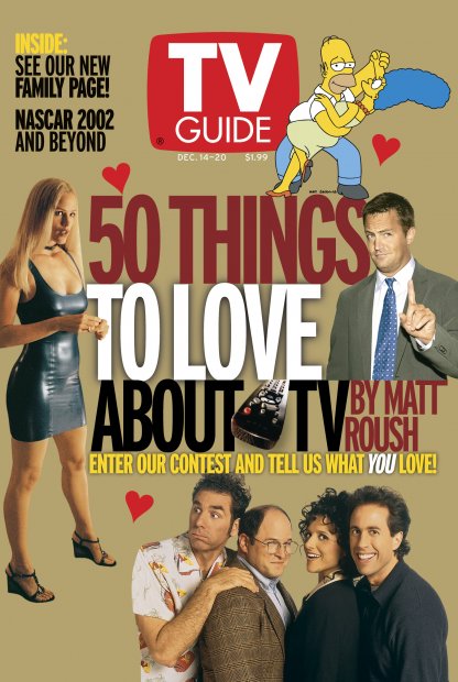 TV Guide cover - Jason Alexander, Jennifer Garner, Louis-Dreyfus, Matthew Perry, Michael Richards, Jerry Seinfeld, Homer Simpson, Marge Simpson - December 14, 2002