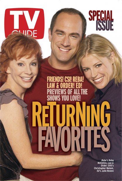 TV Guide cover - Julie Bowen, Reba McEntire, Christopher Meloni - September 7, 2002