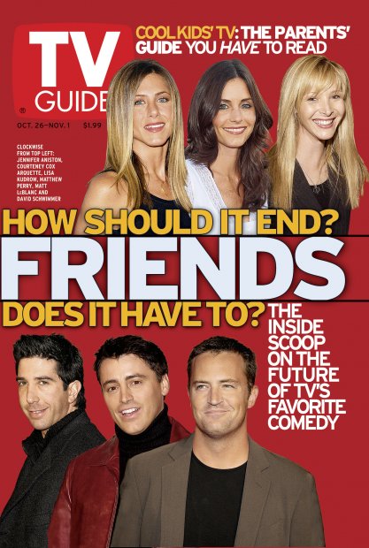 TV Guide cover - Jennifer Aniston, Courteney Cox Arquette, Lisa Kudrow, Matt LeBlanc, Matthew Perry, David Schwimmer - October 26, 2002