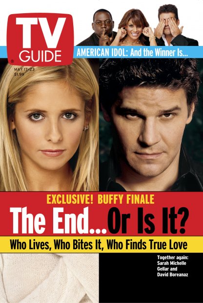 TV Guide cover - Paula Abdul, David Boreanaz, Simon Cowell, Sarah Michelle Gellar, Randy Jackson - May 17, 2003
