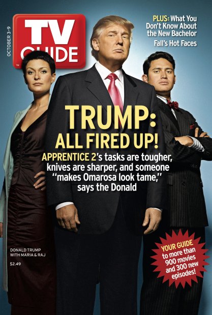 TV Guide cover - Maria, Raj, Donald Trump - October 3, 2004