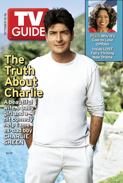 TV Guide cover - Charlie Sheen, Oprah Winfrey - October 10, 2004