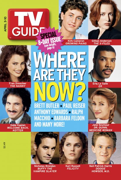 TV Guide cover - Gillian Anderson, Nicholas Brendon, Kirk Cameron, Fran Drescher, Neil Patrick Harris, Gabe Kaplan, Eriq La Salle, Keri Russell, Jane Seymour - April 3, 2004