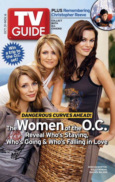 TV Guide cover - Mischa Barton, Rachel Bilson, Christopher Reeve, Kelly Rowan - October 31, 2004