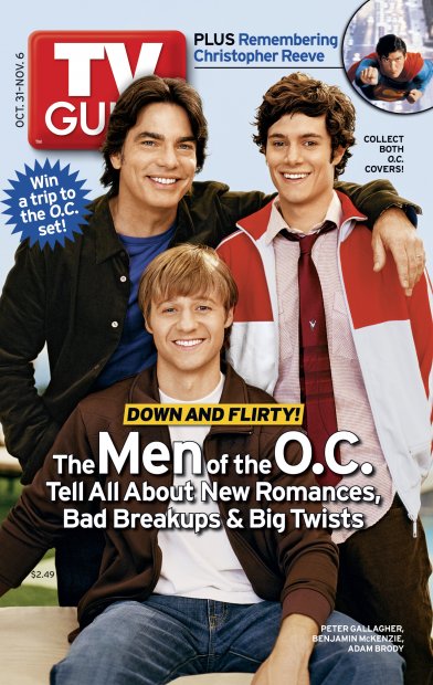 TV Guide cover - Adam Brody, Peter Gallagher, Benjamin McKenzie, Christopher Reeve - October 31, 2004