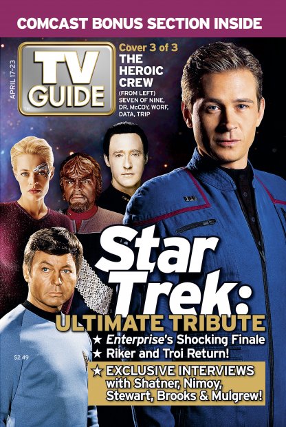 TV Guide cover - Michael Dorn, DeForest Kelley, Jeri Ryan, Brent Spiner, Connor Trinneer - April 17, 2005