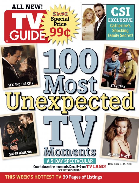 TV Guide cover - Marcia Cross, Marg Helgenberger, Janet Jackson, Leonard Nimoy, Chris Noth, Sarah Jessica Parker, William Petersen, William Shatner, Justin Timberlake - December 5, 2005
