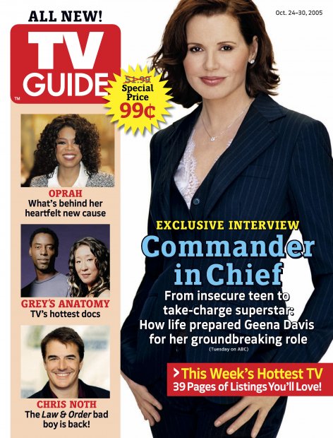 TV Guide cover - Geena Davis, Chris Noth, Sandra Oh, Isaiah Washington, Oprah Winfrey - October 24, 2005