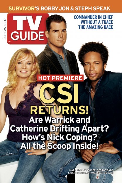 TV Guide cover - Gary Dourdan, George Eads, Marg Helgenberger - September 25, 2005