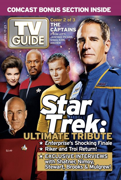 TV Guide cover - Scott Bakula, Avery Brooks, Kate Mulgrew, William Shatner, Patrick Stewart - April 17, 2005