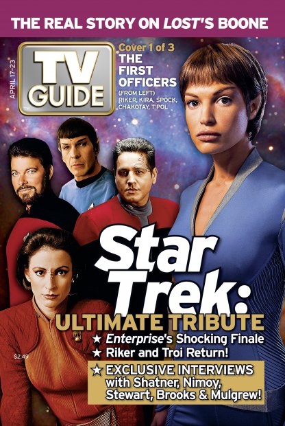 TV Guide cover - Robert Beltran, Jolene Blalock, Jonathan Frakes, Leonard Nimoy, Nana Visitor - April 17, 2005