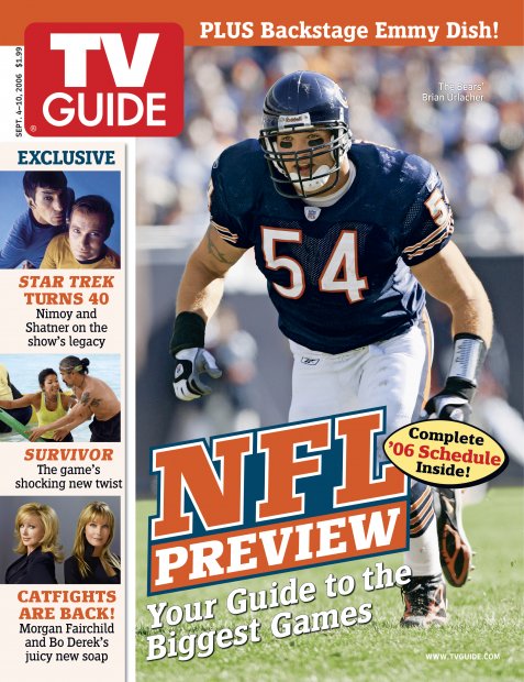 TV Guide cover - Brian Urlacher, Bo Derek, Morgan Fairchild, Leonard Nimoy, William Shatner - September 4, 2006