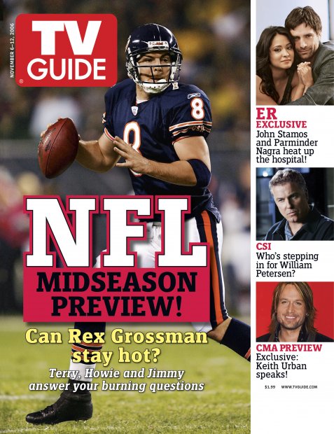 TV Guide cover - Rex Grossman, Parminder Nagra, William Petersen, Troy Polamalu, Clinton Portis, John Stamos, Keith Urban - November 6, 2006