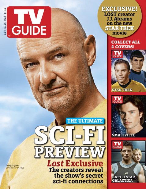 TV Guide cover - Jamie Bamber, Katie Sackoff, Tom Welling, Terry O'Quinn, William Shatner, Leonard Nimoy - July 24, 2006