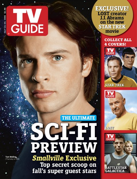 TV Guide cover - Jamie Bamber, Katie Sackoff, Tom Welling, Terry O'Quinn, William Shatner, Leonard Nimoy - July 24, 2006