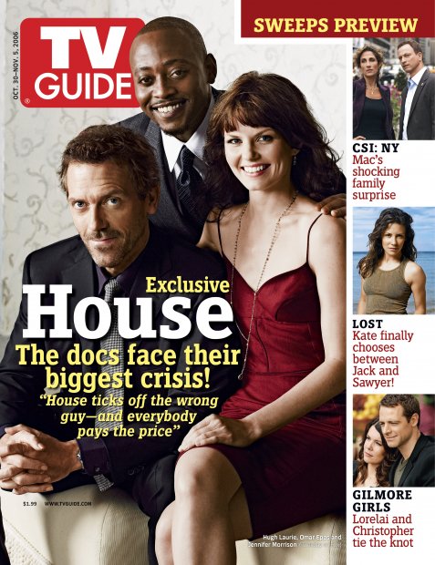 TV Guide cover - Omar Epps, Lauren Graham, Melina Karakaredes, Hugh Laurie, Evangeline Lilly, Jennifer Morrison, Scott Patterson, Gary Sinise - October 30, 2006